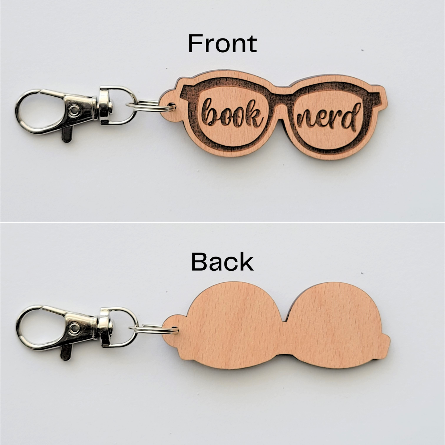 Book Nerd Wooden Keychain