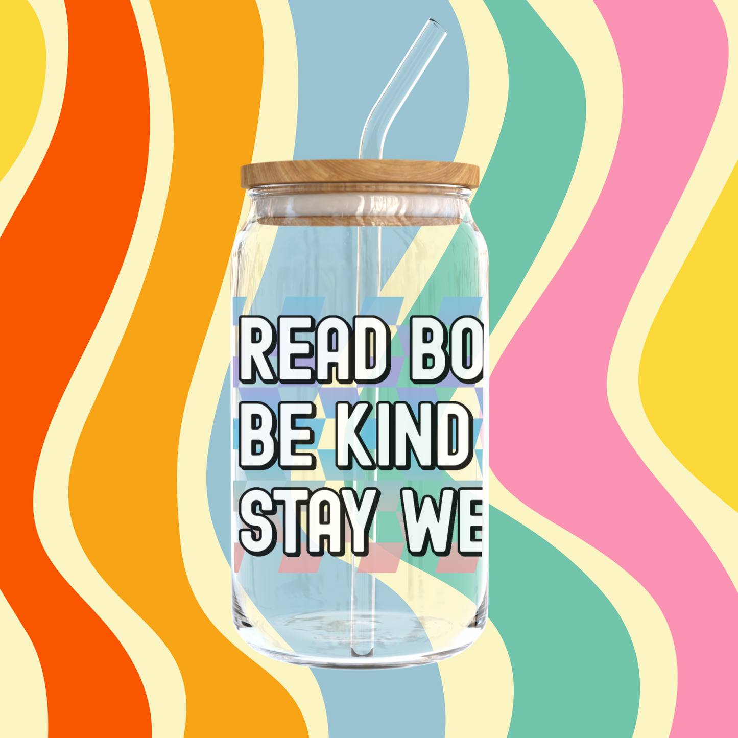 Read Books, Be Kind, Stay Weird Can-Shaped Glass