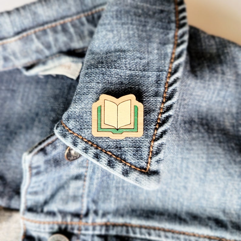 Book Lover Wooden Pin