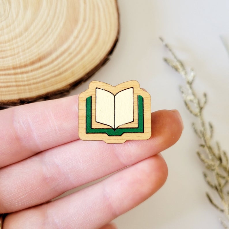 Book Lover Wooden Pin